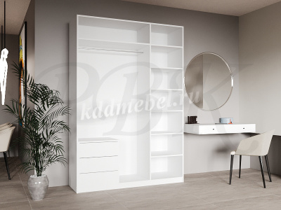 Шкаф распашной Мика 1.5 (Белый)