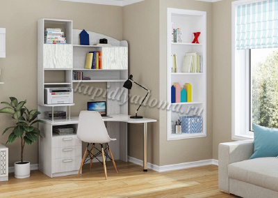 Стол компьютерный Капитан (Дуб сонома/жемчуг глянец)