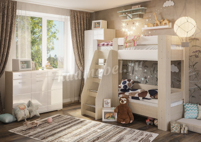 Шкаф угловой Симба 2-х створчатый (Дуб белфорт/Белый глянец)