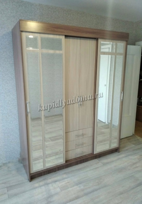 Шкаф-купе Лидер-1 (Ясень шимо темный/Ясень шимо светлый)