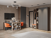 Стол-комод Левый (Ясень анкор темный/Темно-серый)