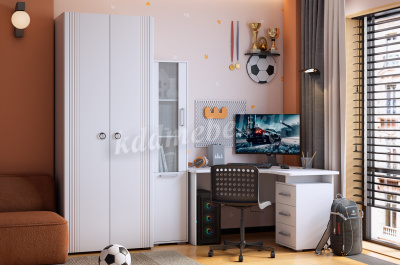 Стол компьютерный угловой Лайт-2 (Белый)