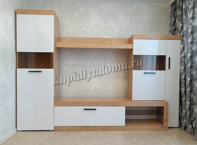 Гостиная Бастон (Дуб вотан/Белый гладкий)