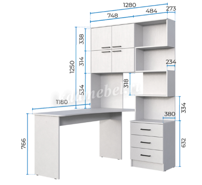 Стол компьютерный Брауни правый (Шиншилла серая)