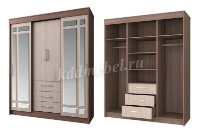 Шкаф-купе Лидер-1 (Ясень шимо темный/Ясень шимо светлый)