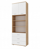 Шкаф комбинированный Италия с 3 ящиками (Дуб сонома/Белый глянец)