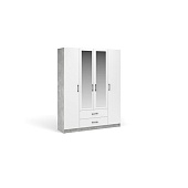 Шкаф 4д 2ящ. с зеркалом Чикаго Вайт (Белый)