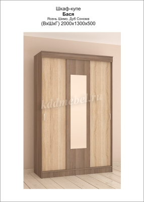 Шкаф-купе Бася (Ясень шимо темный/Дуб сонома)