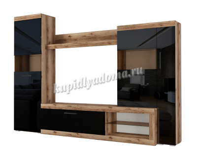 Гостиная Бастон (Дуб делано/Черный глянец)