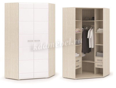 Шкаф угловой Симба 2-х створчатый (Дуб белфорт/Белый глянец)
