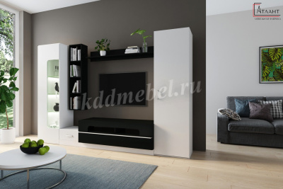 Гостиная Лофт-20 (Белый снег/Черный)