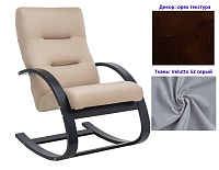 Кресло-качалка Неаполь Модель 13 (Орех текстура/Ткань серый Velutto 52)