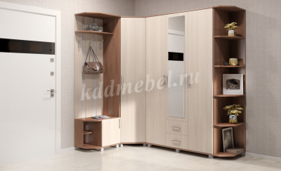 Шкаф угловой Ева Е-57 (Ясень шимо темный/Ясень шимо светлый)