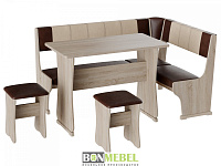 Кухонный уголок Гамма Тип-1 (Дуб молочный/Шоколад/Бежевый) к/з