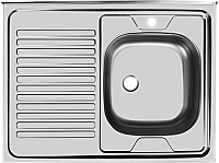 Мойка накладная Юкинокс Стандарт-800 левая с сифоном (Металлик)