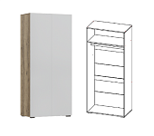 Шкаф Милан-1 2-х створчатый (Делано светлый/Белый)