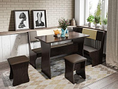 Кухонный уголок Гамма Тип-1 (Венге/Шоколад/Бежевый к/з)