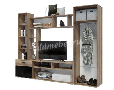 Гостиная Крокус (Дуб делано/Черный глянец)