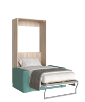 Раскладушка 900 откр_Сонома+Белый с диваном+белье_зеленый