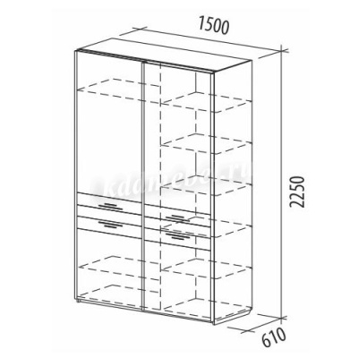 Шкаф-купе Ривьера-95.15 (Венге/Беленый дуб)