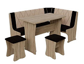 Кухонный уголок Гамма тип 2 ткань (Дуб сонома/Коричневый/Бежевый)