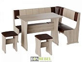 Кухонный уголок Гамма Тип-1 (Дуб молочный/Шоколад/Бежевый) к/з