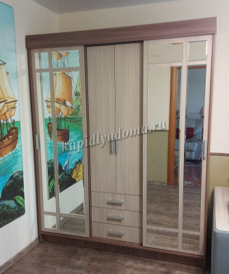 Шкаф-купе Лидер-1 (Ясень шимо темный/Ясень шимо светлый)