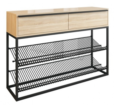 Обувница Крафт 2 (Черный муар/Дуб сонома)