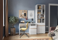 Письменный стол и стеллаж Аркон_белый_дуб вотан