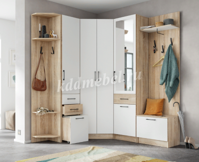 Шкаф угловой Денвер (Дуб сонома/Белый древесные поры)