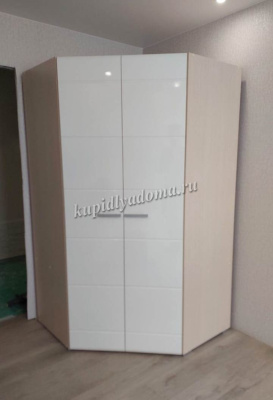 Шкаф угловой Симба 2-х створчатый (Дуб белфорт/Белый глянец)