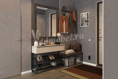 Обувница Крафт 2 (Черный муар/Дуб сонома)