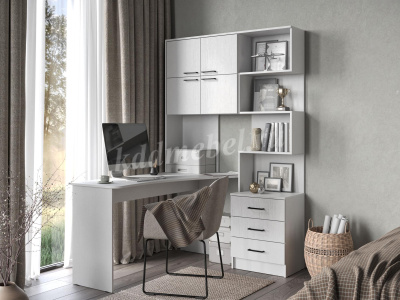 Стол компьютерный Брауни левый (Белый текстурный)