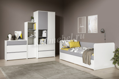 Комод Торонто 13.321 (Белый шагрень/Стальной серый)