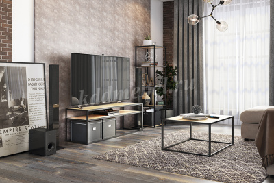 Обувница Крафт 2 (Черный муар/Дуб сонома)