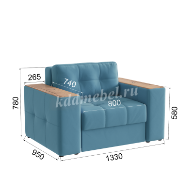 Кресло-кровать Нави (Светло-голубой/Дуб канадский)