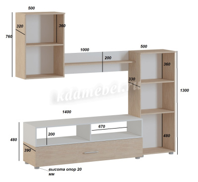Гостиная Оскар 1 (Дуб сонома/Белый)
