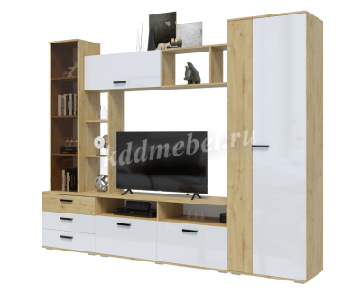 Гостиная Крокус (Дуб вотан/Белый гладкий)