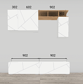 Гостиная Гранж вариант №1 (Белый шагрень/Белый софт)
