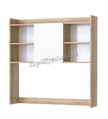 Надстройка для компьютерного стола ПКС-9 (Дуб сонома/Белый глянец)