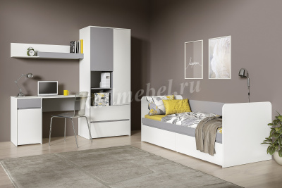 Комод Торонто 13.321 (Белый шагрень/Стальной серый)