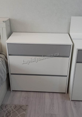 Комод Торонто 13.321 (Белый шагрень/Стальной серый)