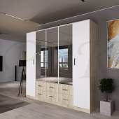 Шкаф 5-ти дверный Монтана 2.3 с зеркалами (Дуб сонома/Белый)